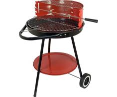 OreWork 351445 Barbecue à Charbon Portable 50 cm Rouge/Noir