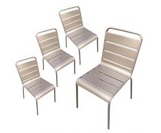 RED DECO x4 chaises de Jardin métal Montmartre Taupe