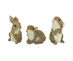 Design Toscano La Tanière des Lapins Statues dAnimaux pour Jardin, 12.75 cm, Ensemble de Trois, polyrésine, palette complète de couleur