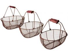 Esschert Design Fallen Fruits Panier Ovale – Marron (Lot de 3)