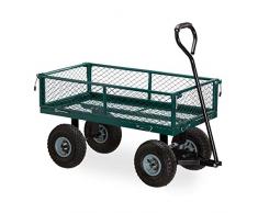 Relaxdays Chariot à Main,Charrette Pratique pour Le Jardin, extérieur, Parties latérales Pliables, Jusqu’à 150 kg, Vert foncé