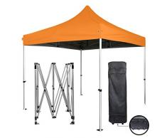 GREADEN Tente Pliante Orange 3x3m Super Robuste Tube 40mm en Aluminium Bâche 300g/m2 étanche Barnum Pliable Jardin marché, Sac de Transport