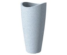 Scheurich 55374 254/80 Wave Globe Slim Pot de Fleurs Plastique Granit Blanc 40 x 40 x 80 cm
