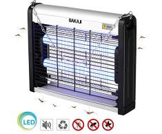 BAKAJI Moustiquaire électrique Anti-moustiques 2 Lampes UV LED Puissance 2 W Économie dénergie Électroinsecticide Ammazza Insectes Faible consommation dénergie (2 W)