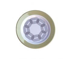 sunvibes Set de 6 Petites Assiettes Maillon Beige, Blanc/Bleu/Gris, 20x20x1,6 cm