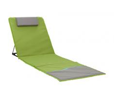 Meerweh Tapis de Plage XXL avec Dossier Chaise Longue de Plage Matelas Isolant Couverture de Pique-Nique env. Bain de Soleil Vert/Gris 200 x 60 x 68 cm