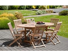 MACABANE 501201 Salon de Jardin Couleur Brut en Teck Dimension 120/180cm X 90cm X 75cm