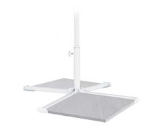 Relaxdays, blanc Pied, Porte parasol, tige 20-38 mm, Socle support en croix, terrasse, jardin, balcon