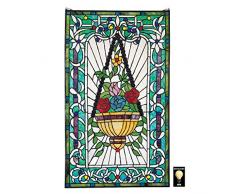 Design Toscano RC928 Panneau en verre teinté - Le Fenetre des Fleurs (Fenêtre de fleurs) Vitrail Tentures - Rideaux