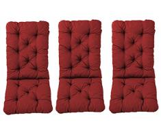 Ambient home Lot de 3 Coussins pour Fauteuil de jardin HANKO MAXI Rouge 120 x 50 x 8 cm 90580