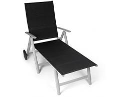 Vanage - Chaise longue avec Surface textile rembourée- Transat de Jardin avec 2 roulettes - Pliant et ultra compact - Structure en aluminium - Parfait pour le Jardin, la Terrasse et le Balcon - Ultra confortable et Design intemporel