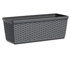 Dehner Jardinière CASA Mesh, env. 50 x 20 x 18 cm, en Plastique Effet rotin Anthracite