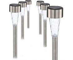 Globo plafonnier LED en Acier Inoxydable/Lampes de Jardin extérieur à énergie Solaire en Plastique, Lot de 6