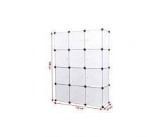 Helloshop26 2012081 Armoire Etagère Rangement, Blanc, 37 x 148 x 25 cm