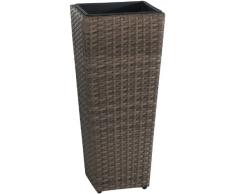 Weles GMBH Pot à Fleurs en résine tressée Gartenfreude avec Insert en Plastique pour lintérieur et lextérieur, de Couleur Cappuccino, 28 x 28 x 60 cm