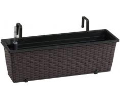 Gartenfreude Jardinière en résine tressée avec Support et système dirrigation, Moka, 60 x 19 x 18 cm