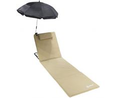 Homecall Matelas de plage rembourré à séchage rapide avec parasol intégré, format XXL (Sable)