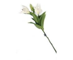 Floral Elegance Artificiel 87 cm Tige Unique Blanc Oriental Lilies Artificielle X 6 – Gamme de Fleur de Luxe en Soie