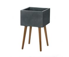 Gartenfreude Pflanzgefäß aus Leichtbeton mit Holzbeinen, Anthrazit Pot à Plantes, Anthracite, 35 x 35 58,5 cm
