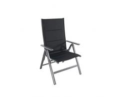 greemotion Chaise pliante de jardin XXL Grenada – Chaise réglable à dossier inclinable - Chaise de jardin grosse capacité noire – Chaise extérieur pliante et inoxydable – Chaise pliante aluminium