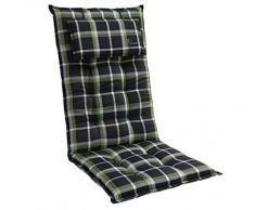 Dehner Coussin pour Chaise à Dossier Haut Tim avec Coussin de Nuque Env. 118 x 50 x 7,5 cm Polyester Noir/Vert/Blanc