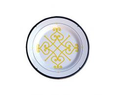 sunvibes Set de 6 Petites Assiettes Arabesque, Blanc/Bleu, 20x20x1,6 cm