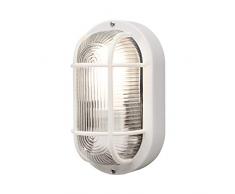 Konstsmide Emas Applique Murale en Verre Transparent strié E27 Ovale Oval Blanc