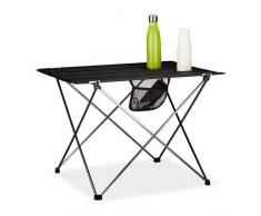 Relaxdays Table camping pliable, légère, avec poche, Table camping pliante plein-air HLP: 51x73,5x54,5cm,Aluminium,Noir
