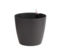 Dehner Pflanztopf Mila mit Selbstbewässerungs-System, Ø 39 cm, Höhe 36 cm, Kunststoff, Anthrazit Pot à Plantes Anthracite