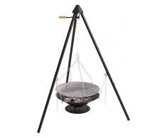 Barbecook Junko Braséro Trépied, Grille chromée, Braséro, Acier peint, Noir, 60 cm