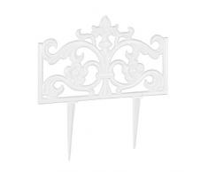 Relaxdays 10022969_49 Bordure de jardin fonte de fer clôture métal piquet antiquités HxlxP: 37 x 36 x 2 cm, blanc, Weiß