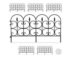Relaxdays Bordure de Jardin Plastique, Clôture Gazon 30 cm, 6 éléments, 4 m, Parterre Massif pelouse, Piquet, Noir
