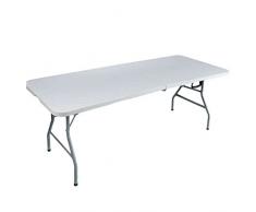 CROSS OUTDOOR 09273 - Table Pliante Rectangulaire - 240 x 76 x 74 cm - Jusqu à 8 Couverts - Blanc Cassé