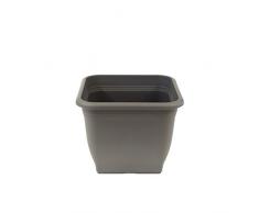 greemotion Pot de fleurs carré en plastique 23 x 23 cm, contenance 7L couleur anthracite - Pot pour plantes extérieures et intérieures résistant au gel et UV