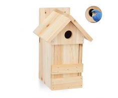Relaxdays, nature Nichoir bois, maison oiseaux à suspendre, mésanges, trou entrée Ø 2,8 cm, 25 x 16 x 14 cm