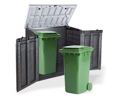 Keter 12-922600 Chalet Jardin Coffre Multifonctions 1200L Toit Plat Ant, Anthracite, 145.5 x 82 x 125 cm
