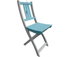 Burano CGBUR33 Chaise Pliante Acacia Bleu 50 x 36 x 86 cm