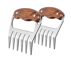 Küchenprofi Lot de 2 fourchettes pour Barbecue en Acier Inoxydable avec poignée en Palissandre