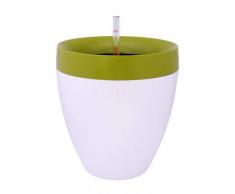 Plastia CALIMERA A1-35cm-Green & White Pot de Fleurs à arrosage Automatique Vert/Blanc