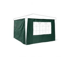 Relaxdays 10020081_53 Panneau latéral pour pavillon tonnelle de jardin tente réception de 3 x 3 m parois fenêtres protection pluie vent soleil, vert lot de 2