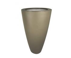 PlastUp Rotomoulage Taupe Conique 200L 2 en 1 Pot de Fleurs et Table de Cocktail INOX Delight, Diamètre : 60 cm, Hauteur 121 cm