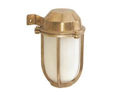 NB LIGHTING-LANTERNE MURALE EN LAITON, LAMPADA ART.71AF, DIFFUSER EN VERRE SATINE DOUILLE EN PORCELAINE E27 MAX.60W 18 x 15 x 12mm