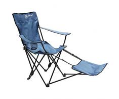 Homecall Chaise de camping pliable, avec repose-pieds et dossier réglable (Bleu)