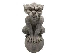 Dehner Dekofigur Torwächter Golbor mit Solaraugen, ca. 48 x 23 x 31 cm, Magnesia, Grau Figurine, Gris