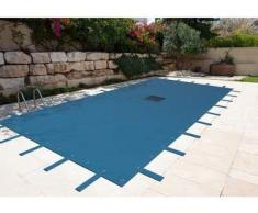 Bleu Bâche pour piscine rectangulaire avec vidange centrale 5 x 8 m 140 g/m²
