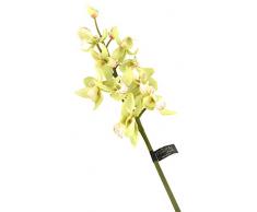 Floral Elegance Artificiel 84 cm Tige Unique Vert Orchidée Cymbidium Artificielle X 6 – Gamme de Fleur de Luxe en Soie