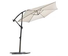 Ozalide Parasol 8176-Parasol Hexagonal-en Aluminium-Diamètre 3m-12 x 18 cm-Toile Polyester 180 g/m² -Écru, Blanc cassé