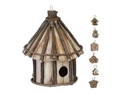 Relaxdays, Nature Maison doiseau déco à accrocher, maisonnette Bois Non travaillé, nid, pour Balcon, terrasse,Jardin Designs