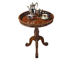 Design Toscano Table de Thé en Forme Fond de Tarte, Bouleau, Cerise, 59,5 x 59,5 x 68,5 cm