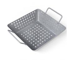 Rustler - Panier Grill carré en Fer avec Revêtement anti-adhésif - Effet Pierre - Parfait pour Légumes, Poissons ou Fruits de mer - 27 x 22 x 10cm - Utilisable au Four et avec tous types de Barbecues